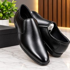 ফিতা ছাড়া ১০০% চামড়ার আরামদায়ক ফরমাল শো (কালো)