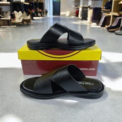 Alternative view of Premium Leather Cross Strap Sandal for Men (Black)